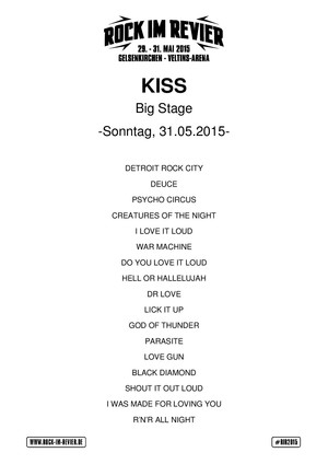 Setlist KISS &copy; www.Rock-im-Revier.de