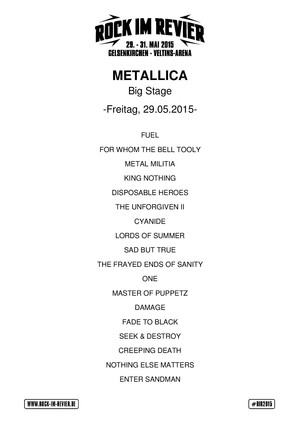 Setlist Metallica &copy; www.Rock-im-Revier.de